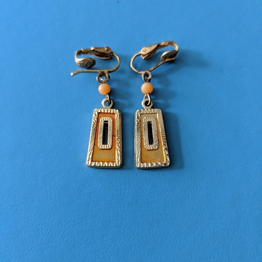 Vintage Burnt Orange Clip-on Earrings